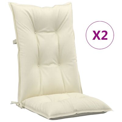 vidaXL Sodo kėdės pagalvėlės, 2vnt., kreminės, 120x50x7cm, audinys