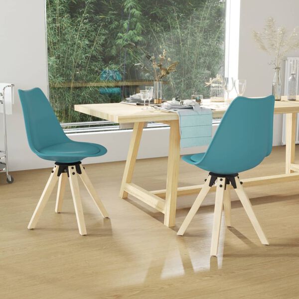 vidaXL Pasukamos valgomojo kėdės, 2vnt., turkio spalvos, PP