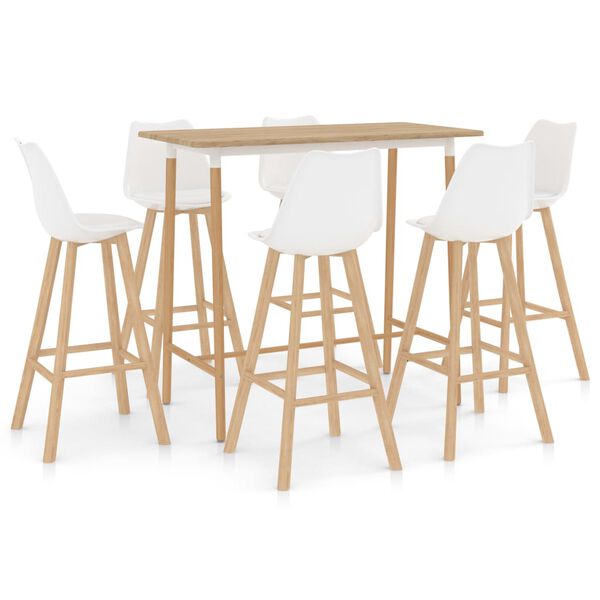 vidaXL Baro baldų komplektas, 7 dalių, baltas (287253+3x287258)