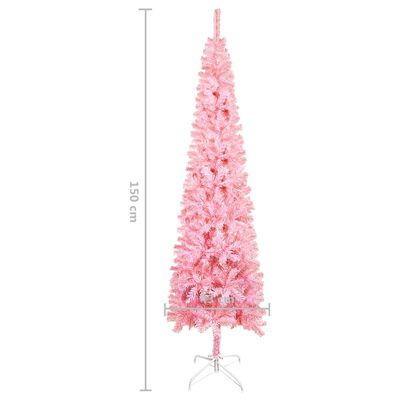 vidaXL Siauria Kalėdų eglutė, rožinės spalvos, 150cm