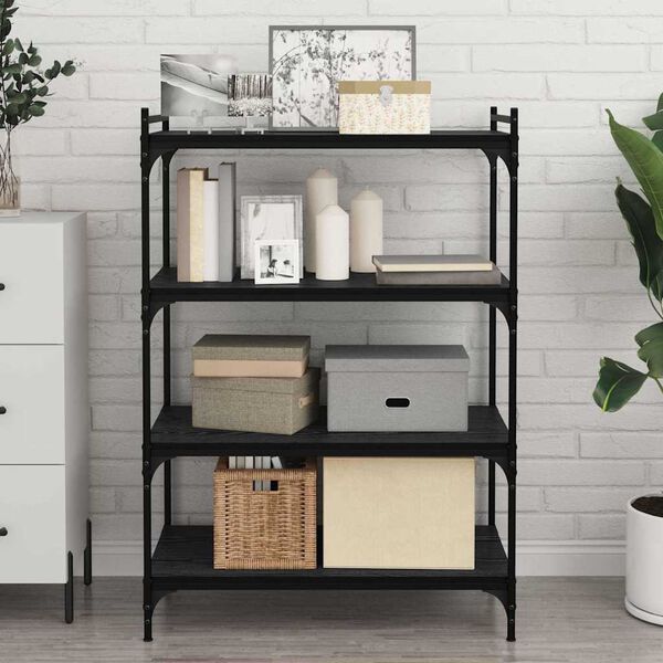 vidaXL Knygų lentyna 4 pcs Juoda 80 x 40 x 1,5 cm Apdirbta mediena