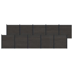vidaXL Tvoros rinkinys 10 vnt. 1737 x 186 cm WPC ir aliuminis Juoda