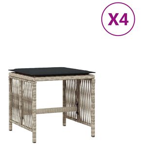 vidaXL Taburetės su pagalvėmis, 4vnt., pilkos, 41x41x36cm, poliratanas
