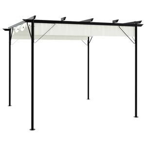 vidaXL Pergolė su i&scaron;traukiamu stogu, kreminė balta, 3x3m, plienas