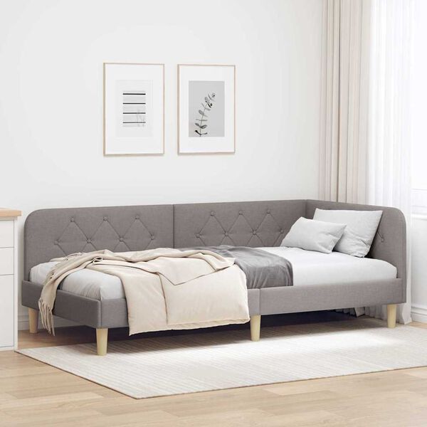 vidaXL Kampinė lovos konstrukcija Taupe 90 x 200 cm audinys