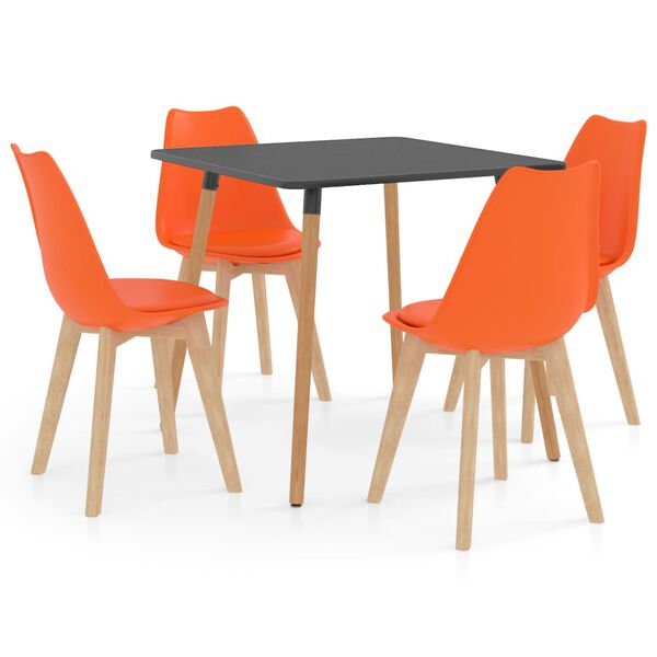 vidaXL Valgomojo komplektas, 5 dalių, oranžinis (287240+289145)
