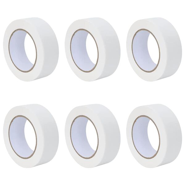 vidaXL Dažytojo maskavimo juostos 6 pcs Balta 38mm x 50m Popierius