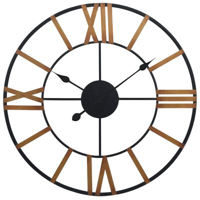 vidaXL Sieninis laikrodis, auksinės ir juodos spalvos, 70cm, metalas