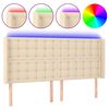 vidaXL Galvūgalis su LED, kreminės spalvos, 163x16x118/128cm, audinys
