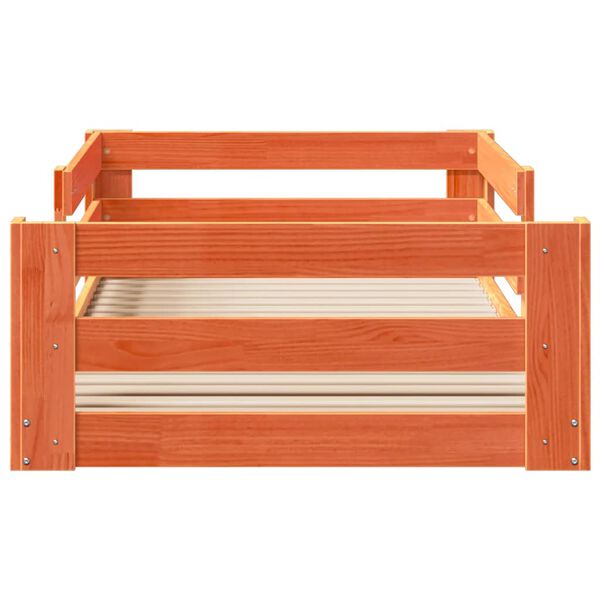 vidaXL Lovos rėmas su be čiužinio, ruda, 70x140cm, pušies masyvas