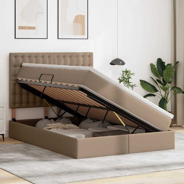 vidaXL Saugos lova su čiužiniu Kapučino 140 x 200 cm Dirbtinė oda