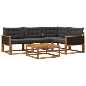 vidaXL Lauko sofos komplektas su pagalve 5 pcs Natūrali ir juoda