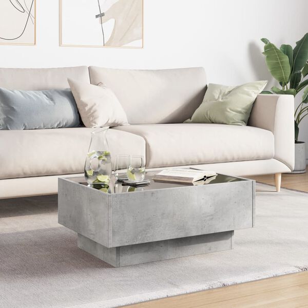 vidaXL Kavos staliukas su LED, betono, 70x50x30cm, apdirbta mediena