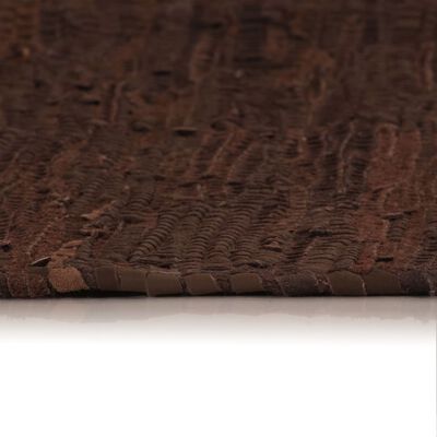 vidaXL Rankomis austas Chindi kilimėlis, oda, 160x230cm, rudas