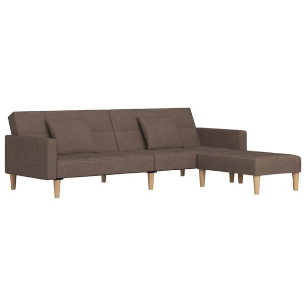 vidaXL Dvivietė sofa-lova su pagalvėmis ir pakoja, taupe, audinys