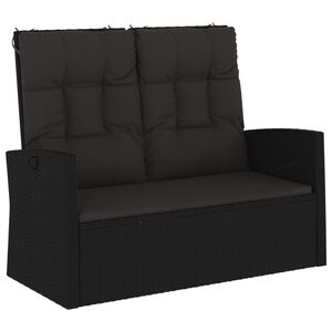 vidaXL Sodo suoliukas su pagalvėlėmis, juodas, 118cm, poliratanas