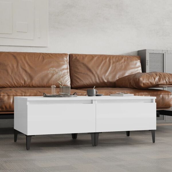 vidaXL &Scaron;oniniai staliukai, 2vnt., balti, 50x46x35cm, mediena, blizgūs