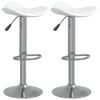 vidaXL Baro taburetės, 2vnt., baltos, plienas ir dirbtinė oda