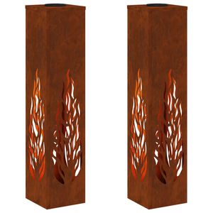 vidaXL Saulės LED &scaron;aligatvio &scaron;viesa 2 vnt. &Scaron;ilta balta 18 x 18 x 80 cm