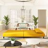 vidaXL Dvivietė sofa-lova su dvejomis pagalvėmis, geltona, aksomas