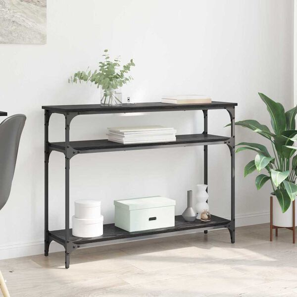 vidaXL Konsolinis stalas su lentyna Juodas ąžuolas 100 x 29 x 75 cm