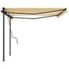vidaXL Automatinė markizė su LED/vėjo jutikliu, geltona/balta, 4,5x3m