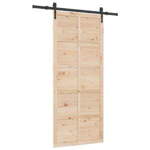vidaXL Slankios durys Natūrali 80 x 208 cm Pu&scaron;ies medienos masyvas