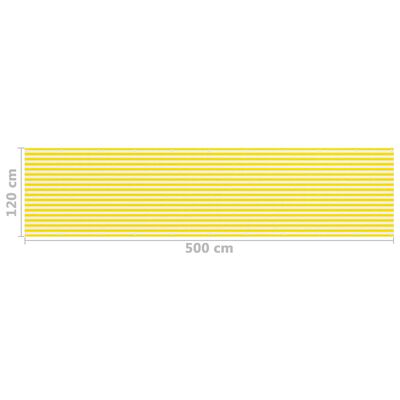 vidaXL Balkono pertvara, geltonos ir baltos spalvos, 120x500cm, HDPE