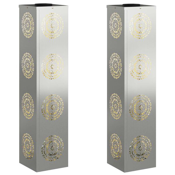 vidaXL Saulės LED &scaron;aligatvio &scaron;viesa 2 pcs Sidabro Cinkuota plienas