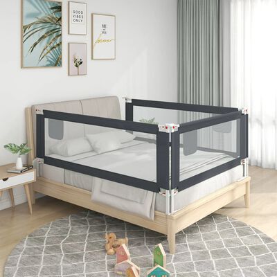vidaXL Apsauginis turėklas vaiko lovai, pilkas, 120x25cm, audinys