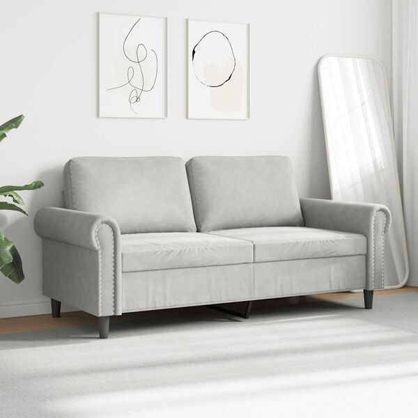 vidaXL Dvivietė sofa, &scaron;viesiai pilkos spalvos, 140cm, aksomas