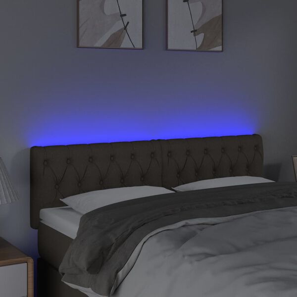 vidaXL Galvūgalis su LED, taupe spalvos, 144x7x78/88cm, audinys