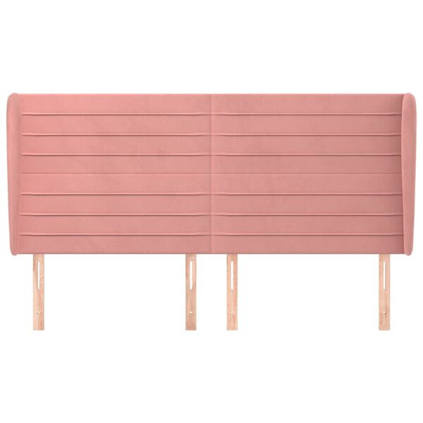 vidaXL Galvūgalis su auselėmis, rožinis, 163x23x118/128cm, aksomas