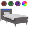 vidaXL Lovos rėmas su čiužiniu Pilka 90 x 190 cm Dirbtinė oda