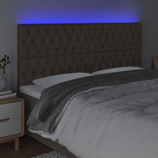 vidaXL Galvūgalis su LED, taupe spalvos, 200x7x118/128cm, audinys