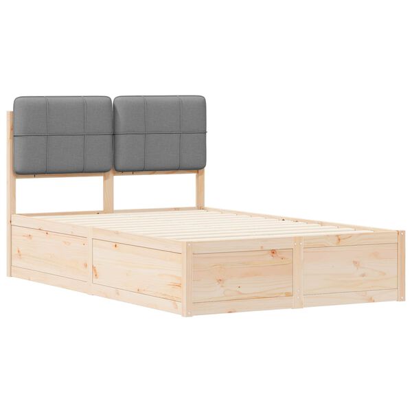 vidaXL Lovo rėmas su apmu&scaron;tu galvūgaliu &Scaron;viesiai pilka 120 x 200 cm