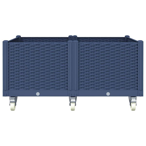 vidaXL Sodo lovelis su ratukais, melsvai pilkos spalvos, 100x80x54cm, PP