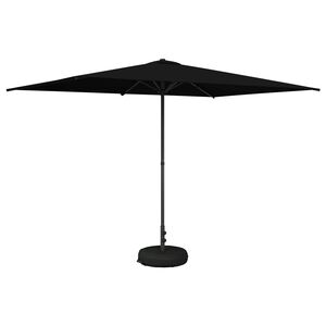 vidaXL Sodų skėtis su baze 200 x 300 cm Poliesteris Stačiakampio Juoda