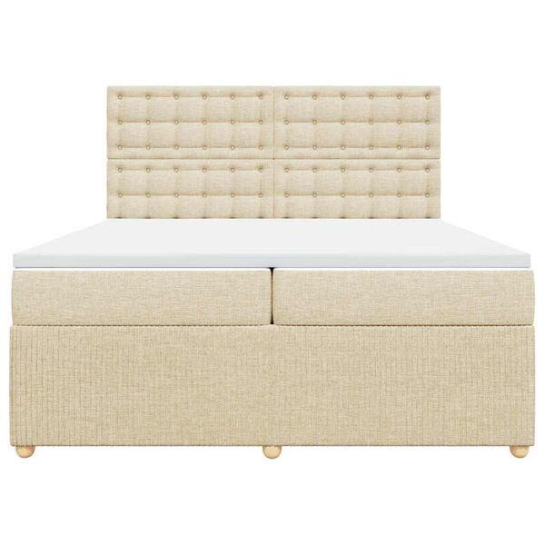 vidaXL Lova su spyruoklėmis ir čiužiniu, kreminė, 200x200 cm, audinys