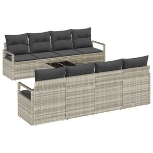 vidaXL Sodo Sofų Rinkinys 9 pcs &Scaron;viesiai pilka ir tamsiai pilka