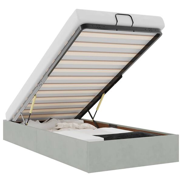 vidaXL Osmanų lovos rėmas be čiužinio, pilkas, 90x190 cm, aksomas