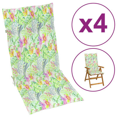 vidaXL Sodo kėdės pagalvėlės, 4vnt., 120x50x3cm, audinys, su lapais