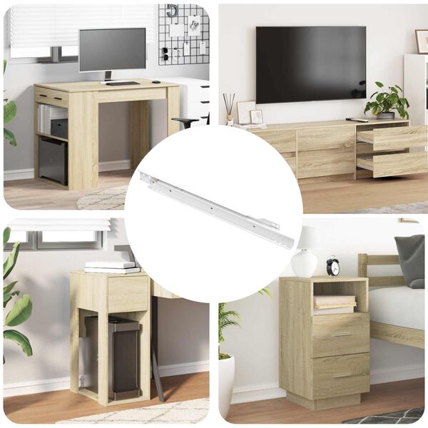 vidaXL Stalčių bėgis 12 pcs Balta 350 mm Plienas