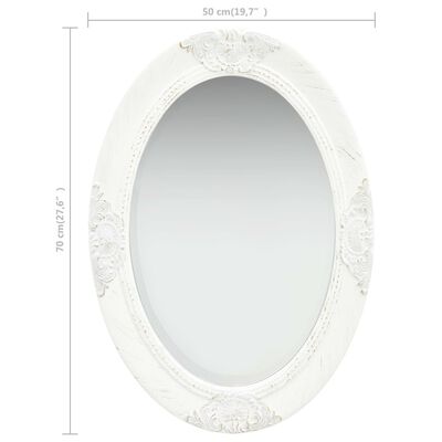 vidaXL Sieninis veidrodis, baltos spalvos, 50x70cm, barokinio stiliaus