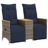 vidaXL Atlo&scaron;iama sodo sofa, 2 vietų, su staliuku, pilka, polirotangas