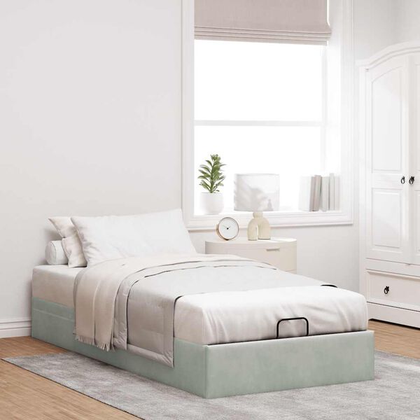 vidaXL Osmanų lovos rėmas be čiužinio, pilkas, 80x200 cm, aksomas