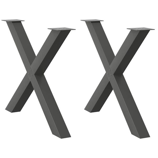 vidaXL Valgomojo stalo kojos, 2 vnt., antracito spalvos, 90x(72-73) cm, plienas
