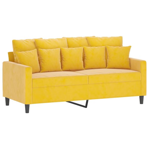 vidaXL Dvivietė sofa, geltonos spalvos, 140cm, aksomas