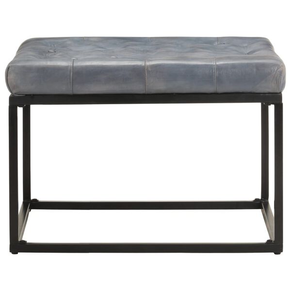 vidaXL Pufas, pilkos spalvos, 62x62x47cm, tikra oda