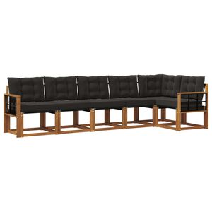 vidaXL Lauko sofos komplektas su pagalve 6 pcs Natūrali ir juoda